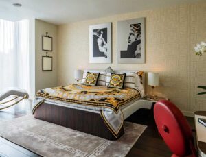 A bedroom in a Damac Tower apartment