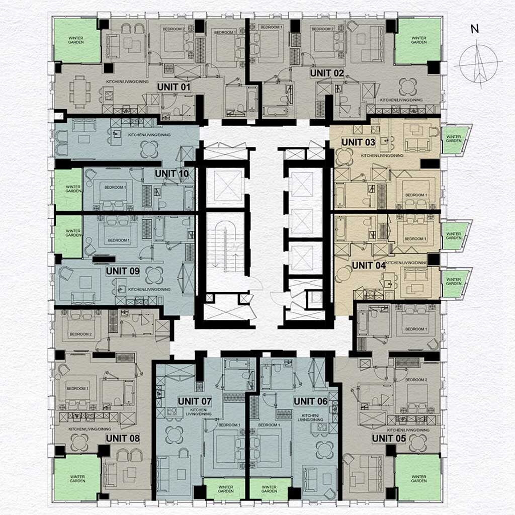 Example apartment layouts in the Damac Tower