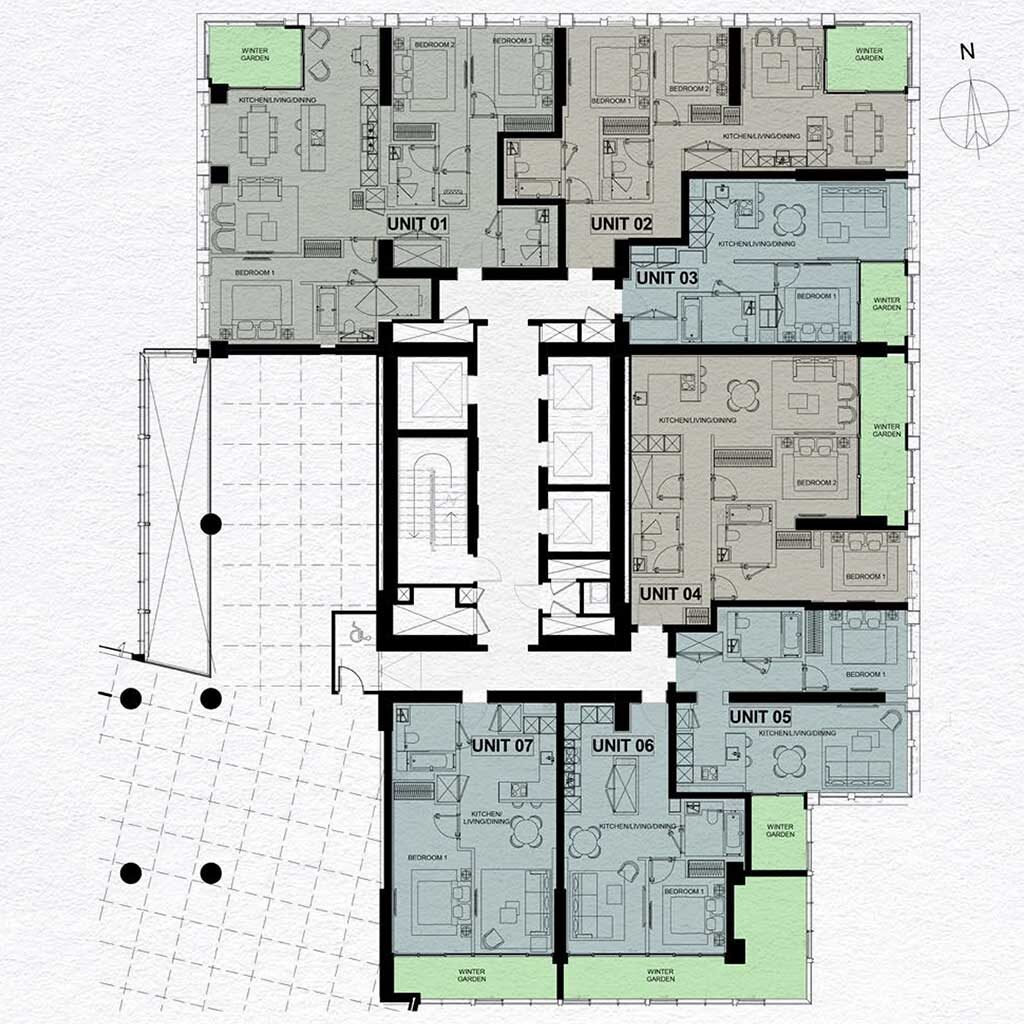 Example apartment layouts in the Damac Tower
